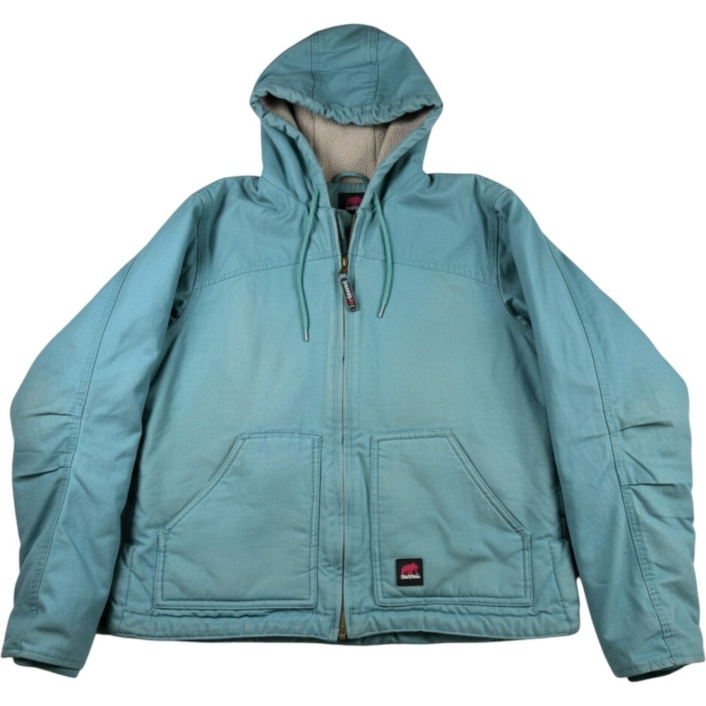 Berne Ladies Large Teal Duck Canvas Sherpa Lined Hooded Work Jacket WHJ43BLB